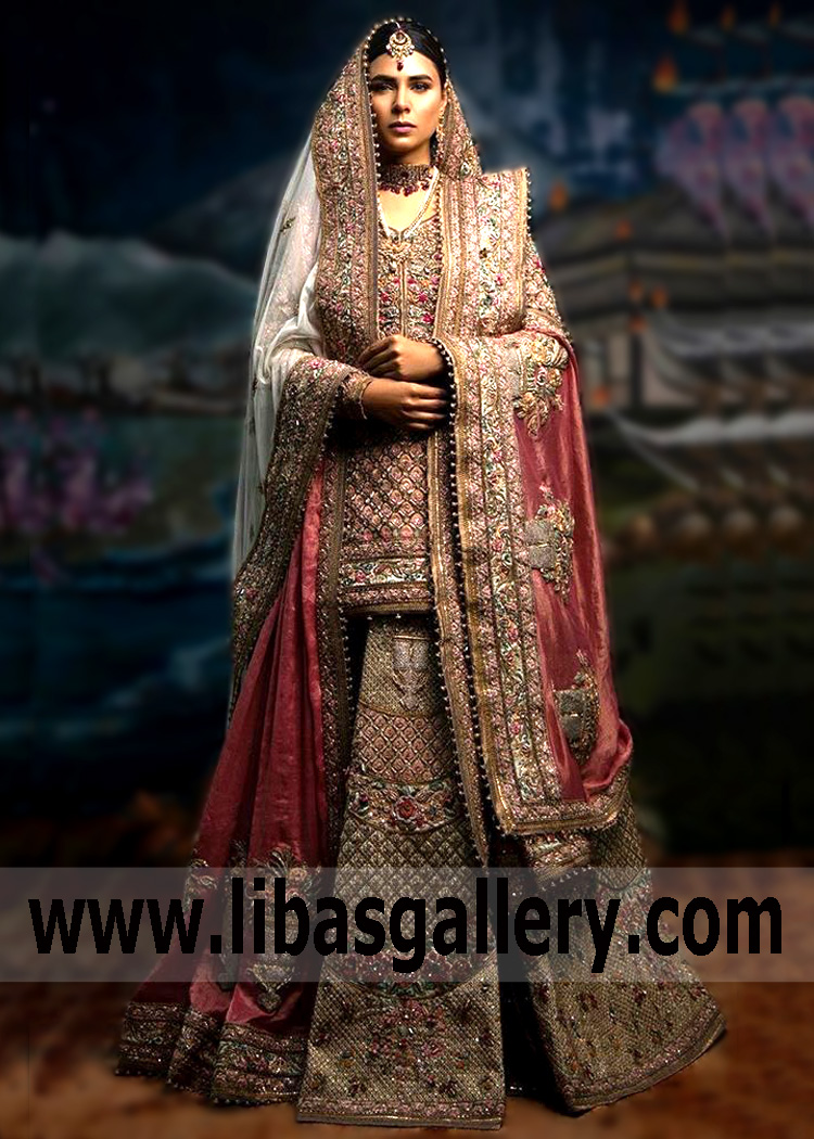 Fahad Hussayn Bridal Collection, Embroidered Wedding dresses with Colourful Florals Norway, Denmark, Sweden, Belgium